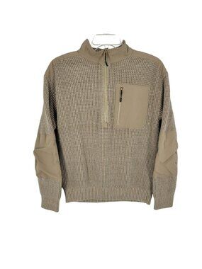 Bass outdoor Tan Large 1/4 Zip Utility Sweater coat Thermal Gorpcore elbow patch